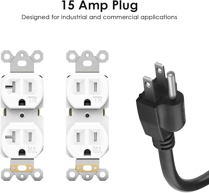 JUNNUJ 20 Amp Power Strip Heavy Duty 2 Pack, 4800J Surge Protector Metal Power Bar Multi Angle Mount, 20A Garage 8 Outlet Shop 6-20R T-Slot, 5-15P Adapter 12 Gauge Extension Cord 6ft for Appliance