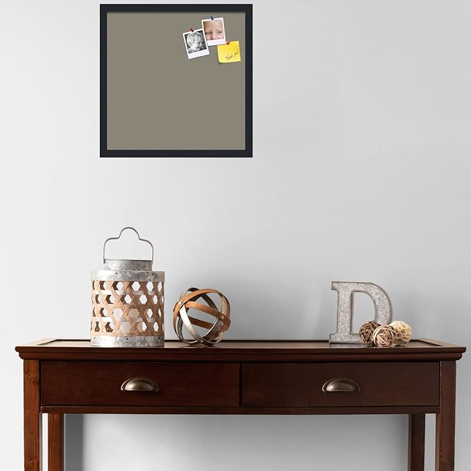 PinPix 18x18 Inch Cork Bulletin Board. This Decorative Framed Pin Board Comes with Pewter Design and a Satin Black Frame. Ideal for Home Office Decor or Message Board (PinPix-1812)