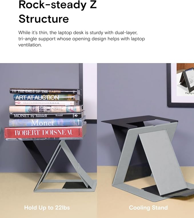 MOFT Folding Laptop Stand Lap Desk, Portable & Mini Computer Stand Laptop Desk for Travel and Home Office, Ergonomic Design with Adjustable Viewing Angles, Lightweight Computer Cooling Riser, Gray