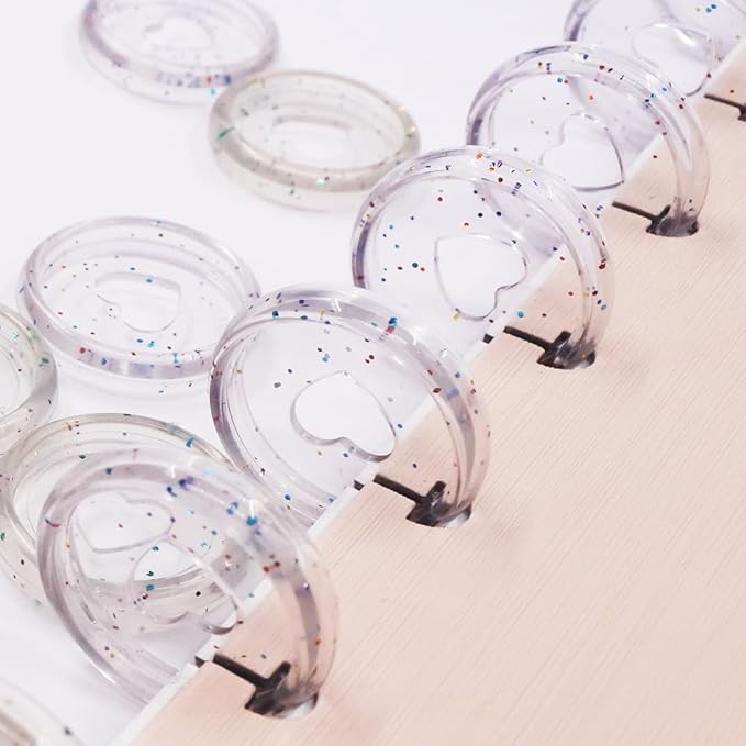33pcs Planner Discs for Discbound Notebook Accessories 0.94 inch Binder Rings Heart Expansion Disc Binding Discs(33pcs Clear Gold 0.94 inch/24 mm)