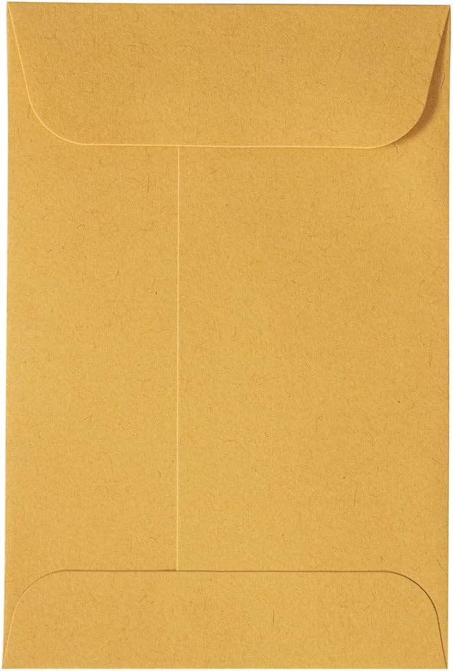 JAM PAPER #4 Coin Business Commercial Envelopes with Peel and Seal Closure - 3 x 4 1/2 - Brown Kraft Manila - Bulk 500/Carton