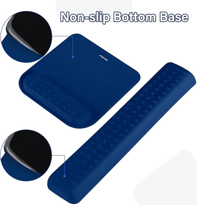 MOSISO Computer Keyboard Stand&Wrist Rest Support for Keyboard &Mouse Pad Set, Ergonomic Massage Wrist Rest Set, Easy Typing Working Acrylic Clear Stand for Office Home, Navy Blue