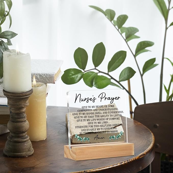 Gifts for Nurse, Appreciation Gifts for Nurses, Graduation Gifts for Future Nurses, Nurse Prayer Clear Desk Decorative Sign Home Office Acrylic Decor