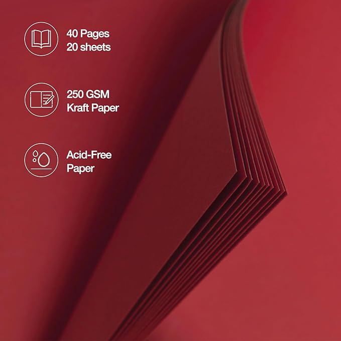 potricher 7 x 7 Inch DIY Scrapbook Album 40 Pages Hardcover Kraft Paper Scrap Book Photo Albums Memory Book for Wedding and Anniversary Family (Red, 7 Inch)