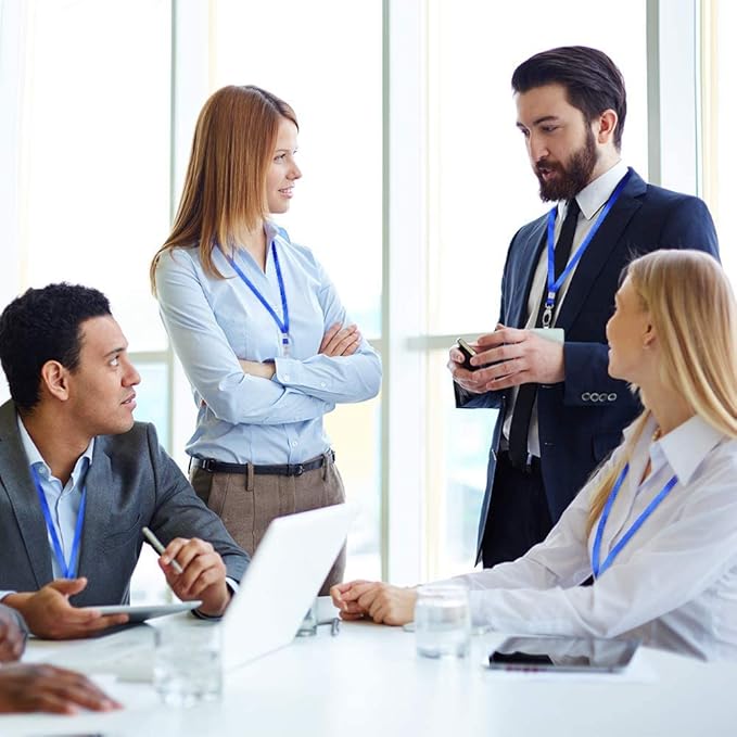 10pack Lanyards for Id Badges Holder Bulk Lanyard with Clip Swivel Hooks for Name Tag ID Badge Holder,Students, Employees (10, Blue)