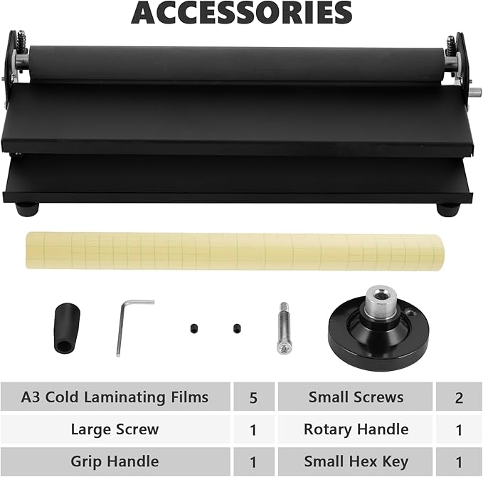 MXBAOHENG 13.8 inches Manual Cold Laminator, 350MM Portable Hand-cranked Cold Press Laminator, 2mm Laminating Thickness, for Individual, Office and School