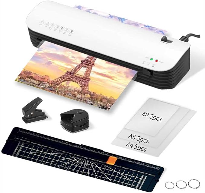 9 Inch Laminator Machine for Documents and Photos, 6 in1 A4 Thermal Laminator Machine with Never Jam Technology, 15 Laminating Sheets, Use for Home Office School