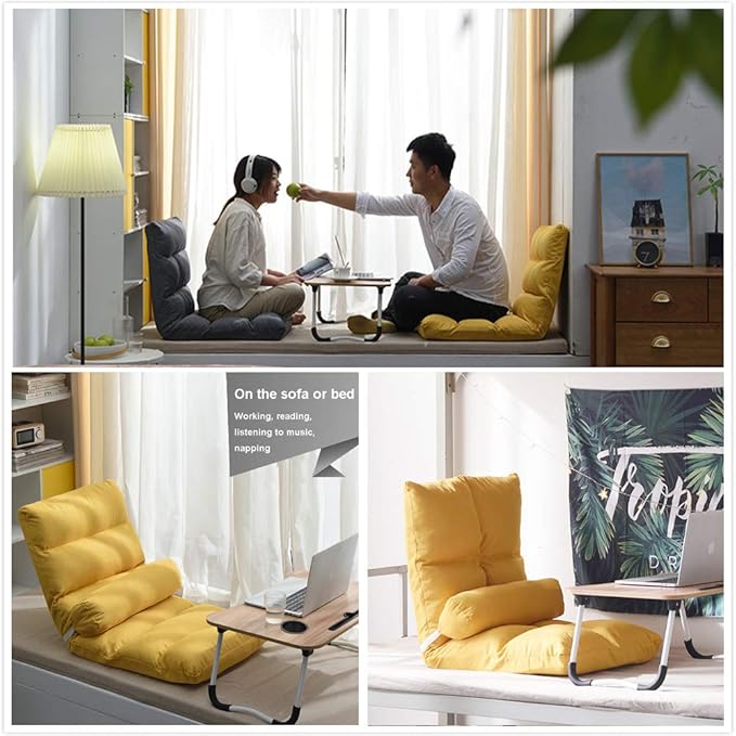 Lap Desk with Storage Drawer, Holders for Cup and Tablet, Laptop Bed Tray Table with Foldable Legs, Laptop Bed Stand, Portable Standing Table for Sofa Couch Floor (23", Walnut)