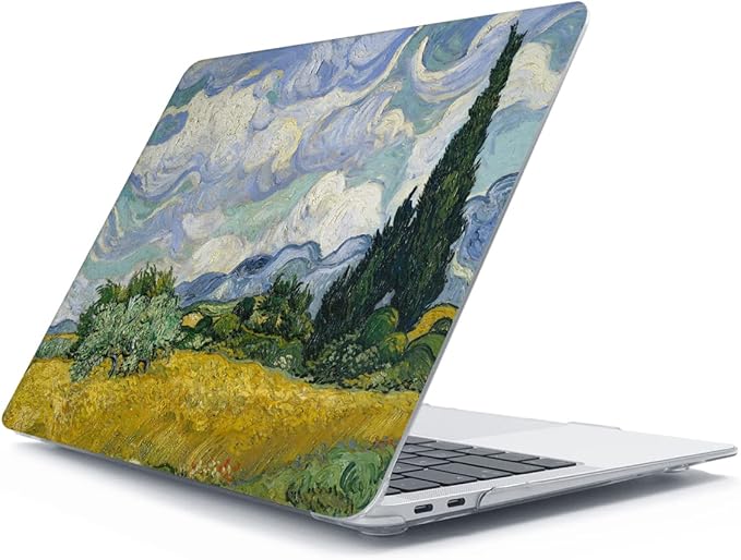 Compatible with MacBook Air 13 inch Case 2022 2021 2020-2018 Release M1 A2337 A2179 A1932 with Touch ID, Hard Print Case + Keyboard Skin + Webcam Cover + Screen Protector, Landscape