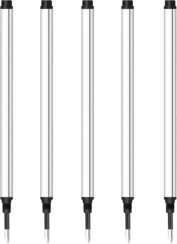 DunBong Spiral Refill, Replaceable Gel Ink Rollerball Refills 5 Pack, 0.5mm Medium Point, Threaded Rolling Ball Refills (Red)