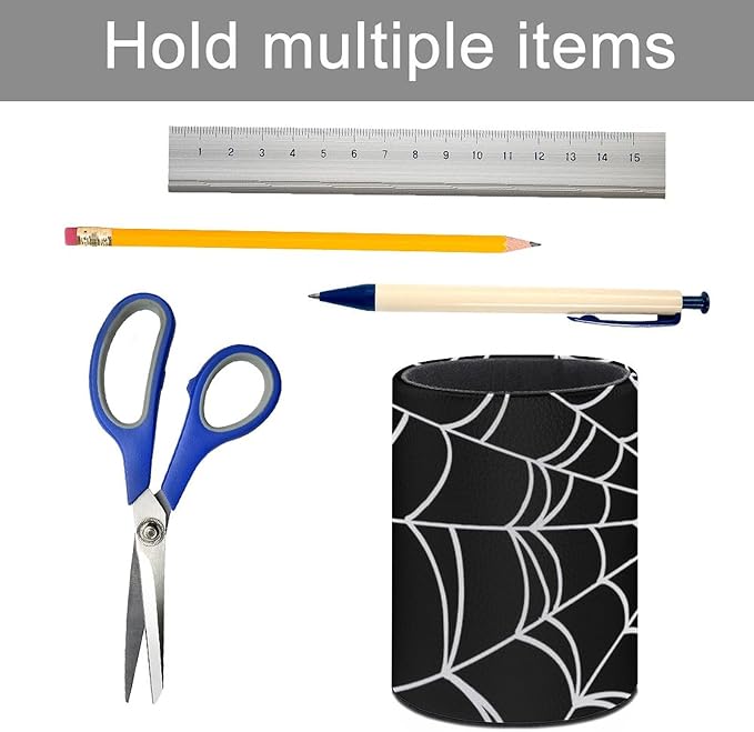 Spider Web Pen Holder Pencil Organizer Cute Pencil Cup Desk Decor Makeup Brush Holder PU Multifunctional Office Suppliesfor Home Classroom School