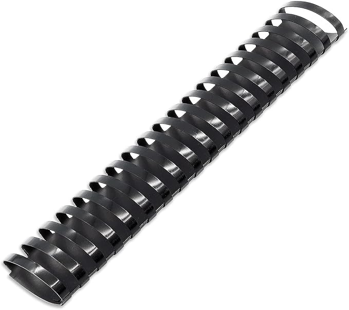 Binditek 50 Pack Plastic Binding Comb Spines, 1-3/8 Inch Diameter, 280 Sheet Capacity, 19 Ring, for Letter Size, Black, for Students and Coworkers