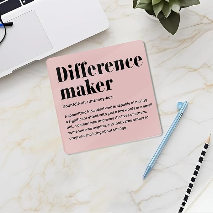 Difference Maker Gift Desk Decor Acrylic Sign 4x4 Inch, Inspirational Appreciation Gifts for Boss Mentor Teacher Manager Leader, Positive Affirmations Work Desk Accessories Office Cubicle Decor
