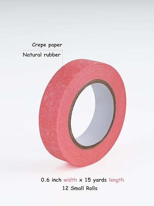 Lichamp Colored Tape, 12 Rolls Colorful Masking Tape Painters Color Craft Tapes for Labeling Classroom, 0.6 inch x 15 Yards (45 Feet) Per Roll (Total 180 Yard, 540 Feet)