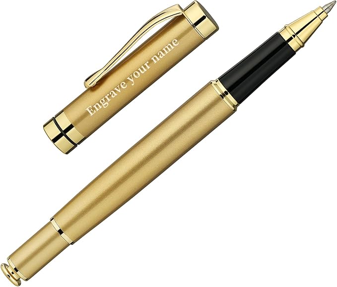 BEILUNER Personalized Ballpoint Pens, Stunning Bright Silver Chrome Metal Pen with Golden Trim, Fancy Ball Pen Gift Set for Men & Women, Graduation,Office, Nice Gift Box with 0.5mm Black Spare Refill