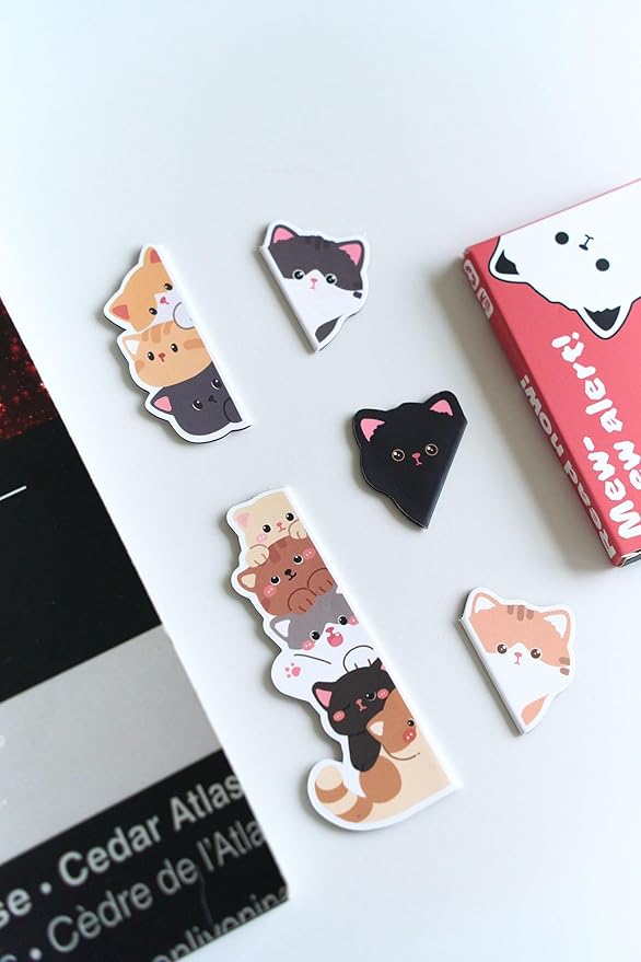 5pcs Cute Magnetic Bookmark, Funny Peeping Cat Book Marker Clip for Teachers, Students, Book Lovers Gifts, Printing on 2 Side