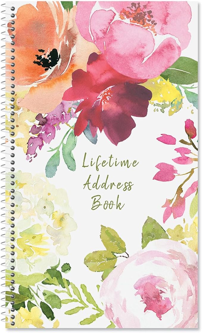 Current When Flowers Speak Address Book-94 Pages; Small 5" x 8-1/2" Size for Purse or Office,Spiral Bound Soft Cover Organizer for Contacts, Addresses,Email, & Phone Numbers + 50 Replacement Stickers