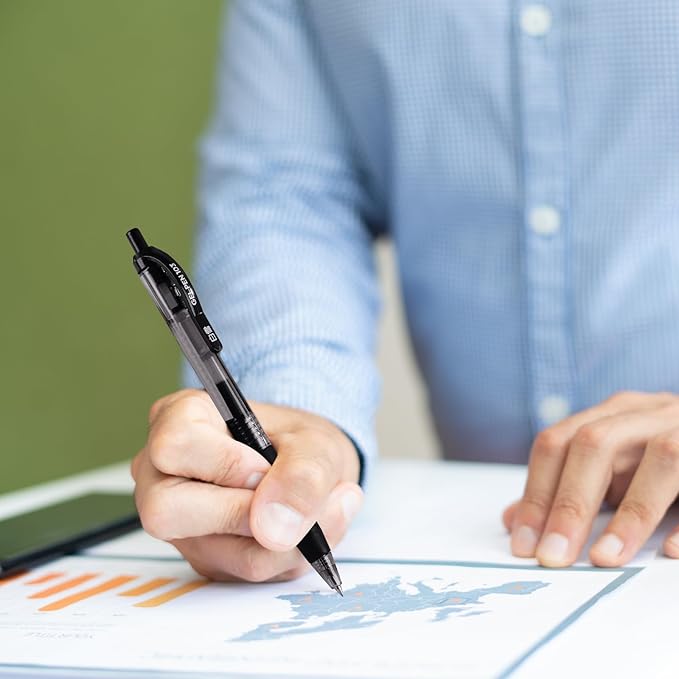 EYEYE G-103 Black Gel Pens 0.7mm, 10 Pack Retractable Medium Point Ballpoint Pen Quick Drying, Pen Fine Point Smooth Writing Pens for Office School Supplies