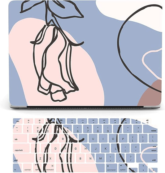 Bandless Protective Case Compatible with MacBook Pro 14 Inch 2021 M1 Pro/Max Model A2442, Plastic Laptop Hard Shell Case with Keyboard Cover Skin for MacBook Pro 14'' with Touch ID - Simple Flower