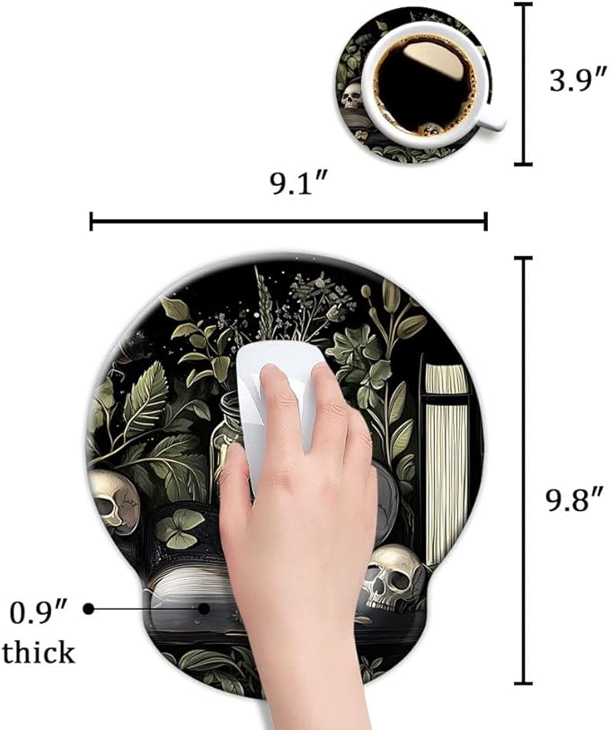 Ergo Comfort Gel Wrist Rest Mouse Pad-Ergonomic Office Mousepad with Wrist Support-Non-Slip, Design Desk Accessories Mat for Home&Game Decor Goth