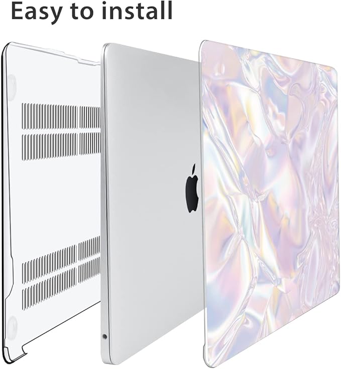 for MacBook Air 13 inch, MacBook Air Case 2021-2018 M1 A2337 A2179 A1932 with Retina Display Touch ID, Plastic Hard Case + Keyboard Cover + Webcam Cover + Screen Protector, Pink Crystal