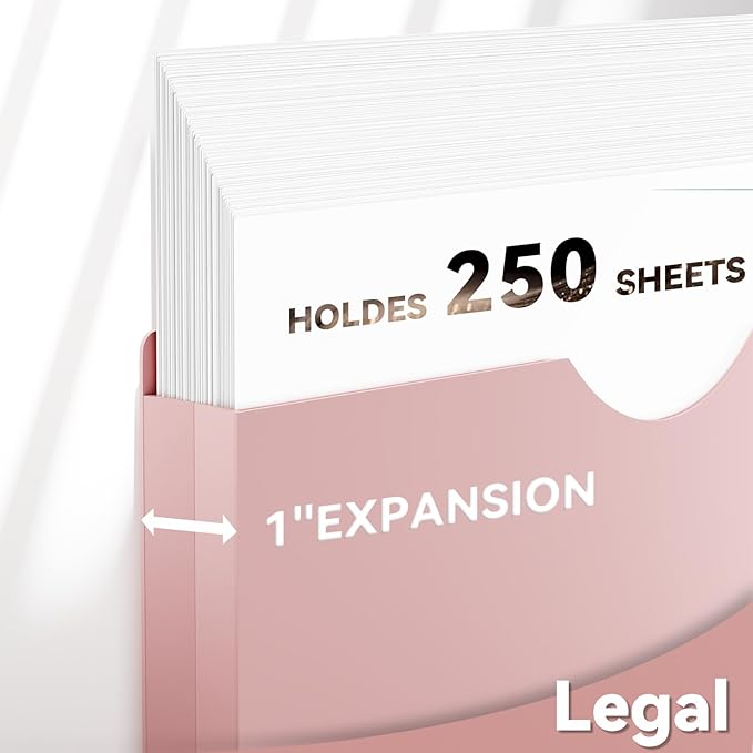 Plastic 1 Inch Manila File Jackets,Legal Size,12 Pack Manilla Pocket Folders,Expandable File Jackets for Document,Expansion Pocket,Straight Cut Tab,Poly Project File Jacket,Pastel Color