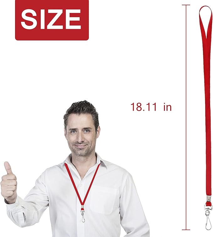 Bulk Lanyards Lanyards for ID Badges,Lanyards with Swivel Hook Clips for Name Tag Lanyard ID Holder (Red, 100 Packs)