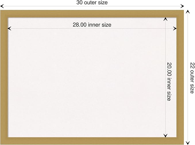 Amanti Art White Cork Board for Wall, 22x30 Vision Board with Gold Frame, Medium Corkboard Office Decor for Home Organization, Casual Corkboard Pinboard to display items for home organization