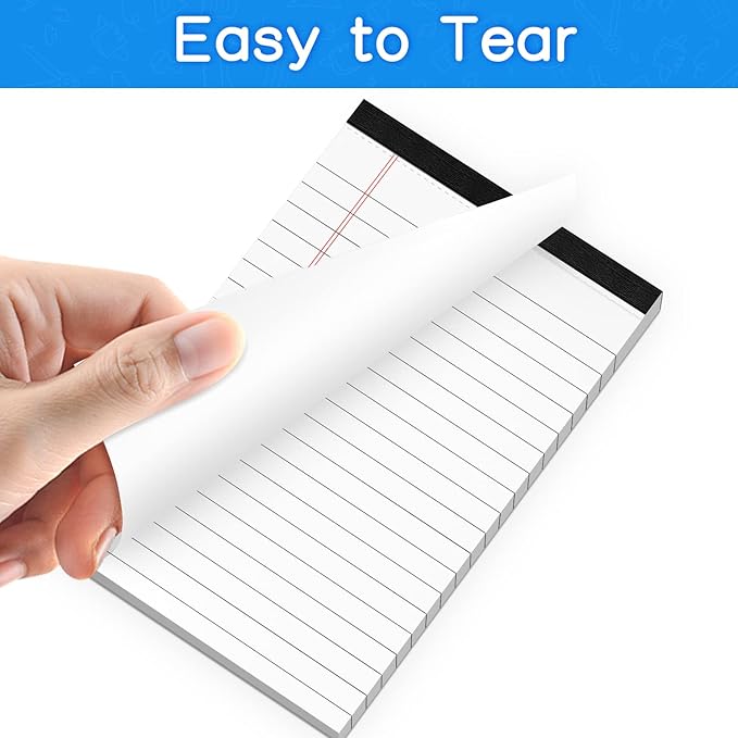 4x6 Inch Small Legal Pads - Lined College Ruled Note Pads 30 Sheets Per Pad - White Writing Notepad for Note Taking, To-Do Lists - Perfect for Office, School, and Home Use (8 Pack)