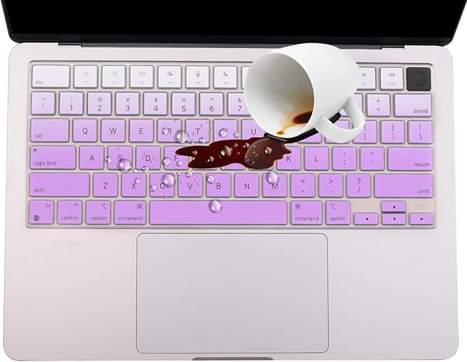 2 Pack Keyboard Cover for 2025-2021 MacBook Pro 14" 16" M4 M3 M2 M1 Pro/Max, 2025-2023 MacBook Air 13" 15" M4 M3 M2, Ultra Thin Keyboard Skin for 14.2" 16.2" MacBook Pro /13.6" 15.3"-Ombrepurple