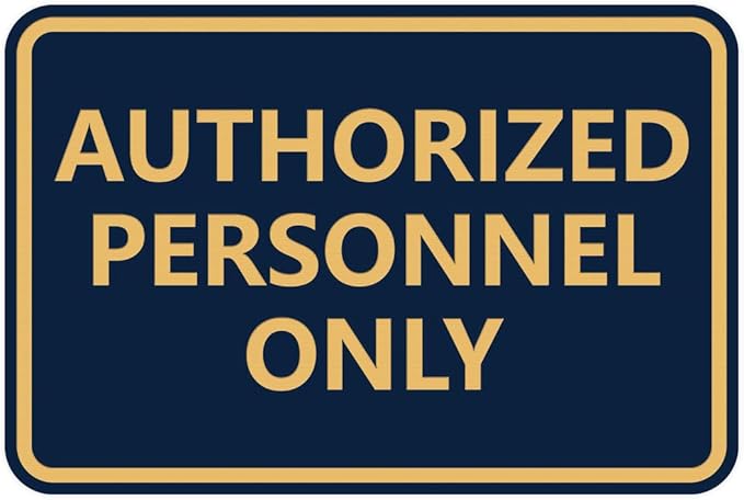 Signs ByLITA Classic Framed Authorized Personnel Only Sign (Navy Blue/Gold) - Medium 5 Pack