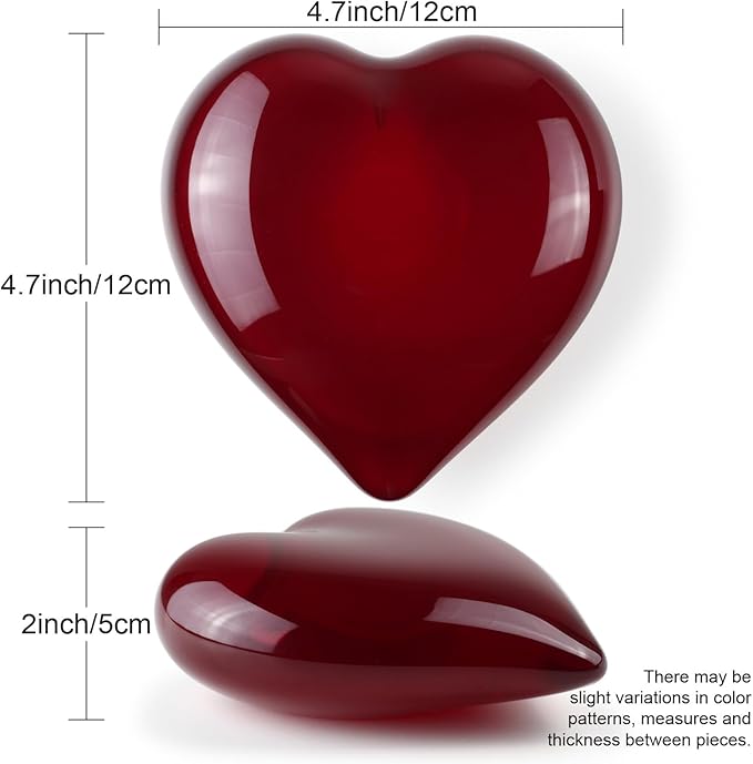 Ca D Oro Big Red Heart Glass Paperweight Hand Blown Murano-Style Art Glass