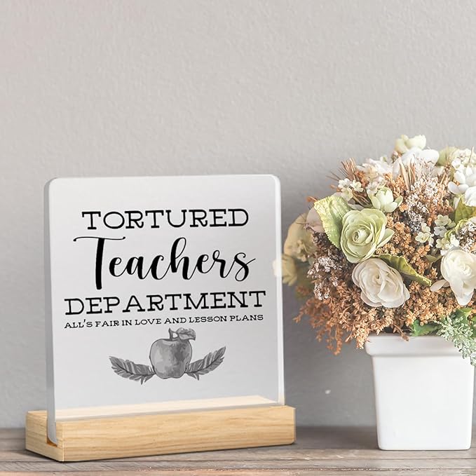 Funny Teacher Appreciation Gifts for Women Teacher Men Birthday Thank You Gifts Ideas for Teachers Office Desk Decor for Home Acrylic Sign Christmas Gift