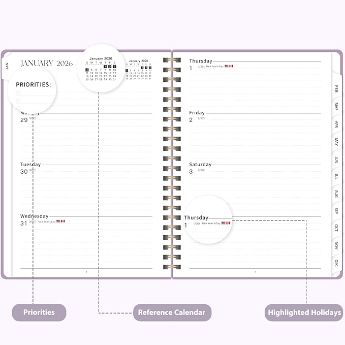 2026 Planner, Weekly and Monthly Calendar Academic Planner, Jan 2026 - Dec 2026, Planning Agenda Book for Desk Accessories and School Supplies - A5 (6.3'' x 8.5'')