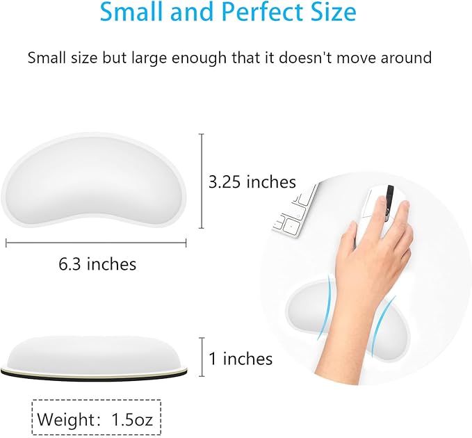 Dapesuom Mouse Wrist Rest, Ergonomic Memory Foam Mouse Wrist Support, Leather Hand Rest Pad Cushion for Gaming, Office, Laptop, Wireless Mouse, Men, Women, Pain Relief & Easy Typing, Ivory White