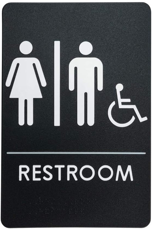Men's/Women's Restroom Sign for Handicap Accessible Restroom ADA-Compliant Bathroom Door Sign, Made in USA, Pack of 12