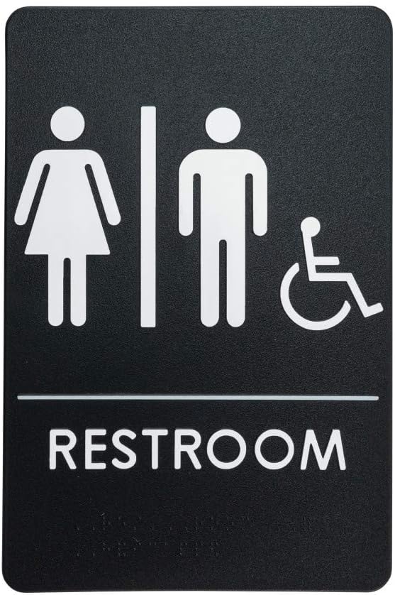 Men's/Women's Restroom Sign for Handicap Accessible Restroom ADA-Compliant Bathroom Door Sign, Made in USA, Pack of 3