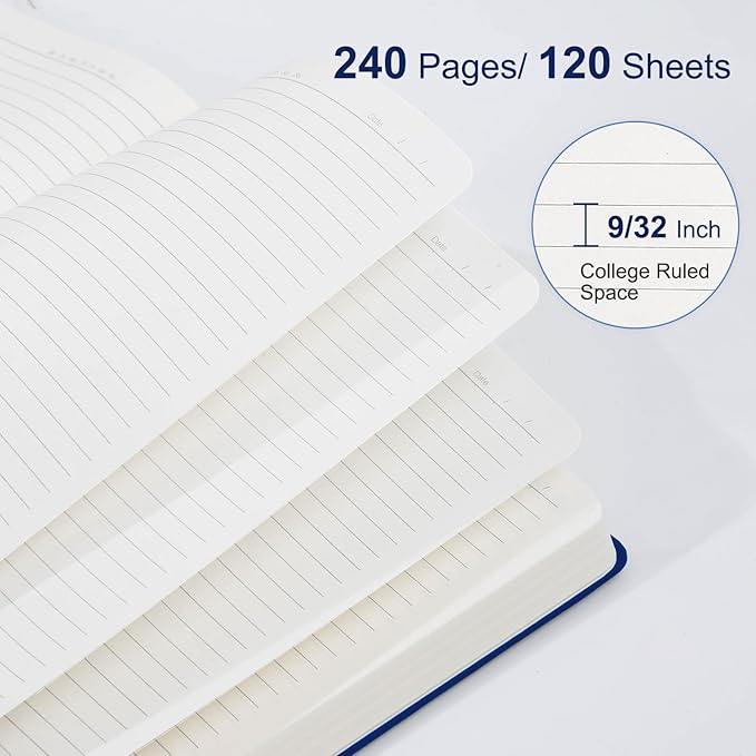 COMIX B5 Lined Journal Notebooks, 240 Pages, 6.9 x 9.8 Inches, Navy Blue, Hardcover Journaling Notebooks for Men & Women- Fits for Office, Business, School, Notes Taking & Writing