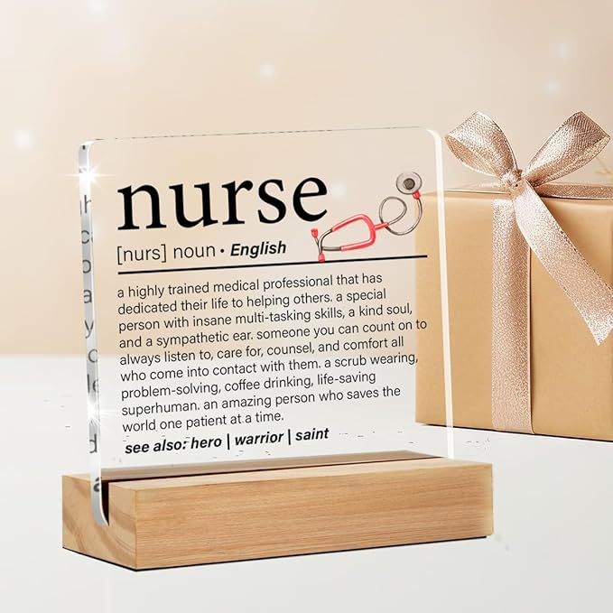 Yuzi-n Nurse Definition Clear Acrylic Modern Square 4 x 4 Inches Desk Decorative Sign for Home Office