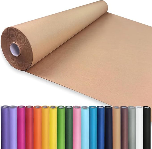 PerkHomy 30" x 2,400" (200') Brown Kraft Paper Roll for Craft Bulletin Board Paper Art Table Covering Crafting Gift Wrapping Bouquet Packing Parcel 70GSM 50LB (Brown, 30" x 200')