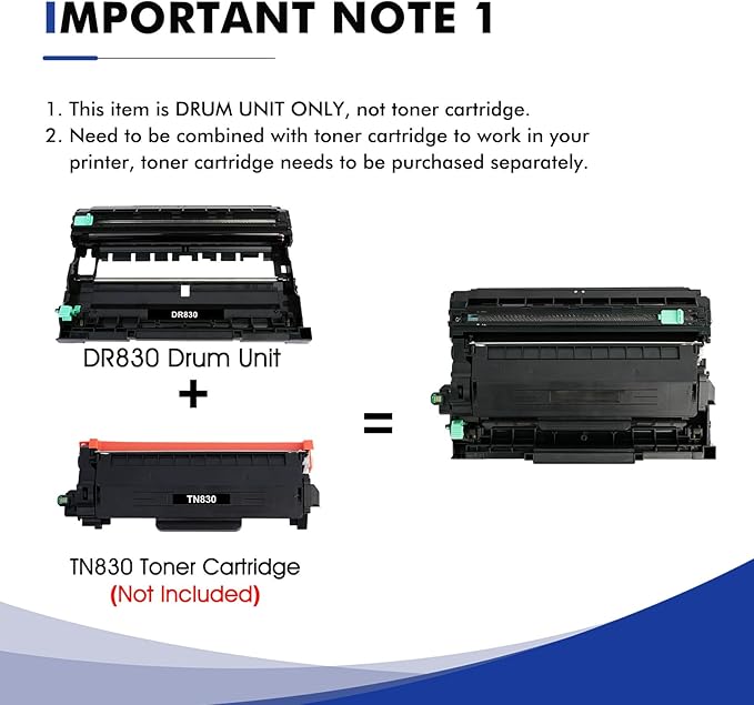 DR830 DR-830 Drum Unit Black 2-Pack Replacement for Brother DR830 DR 830 DR-830 HL-L2400D L2405W L2460DW L2460DWXL L2865DW L2480DW DCP-L2640DW MFC-L2807DW L2820DW L2820DWXL Printer (Not Toner)