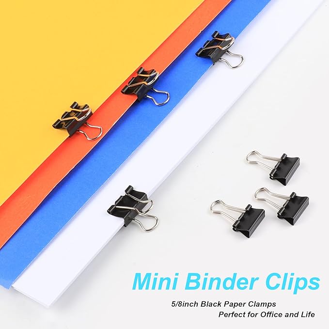 Ufmarine Mini Binder Clips, 144 Pcs Small Binder Clips 15mm, Small Paper Clips for Office
