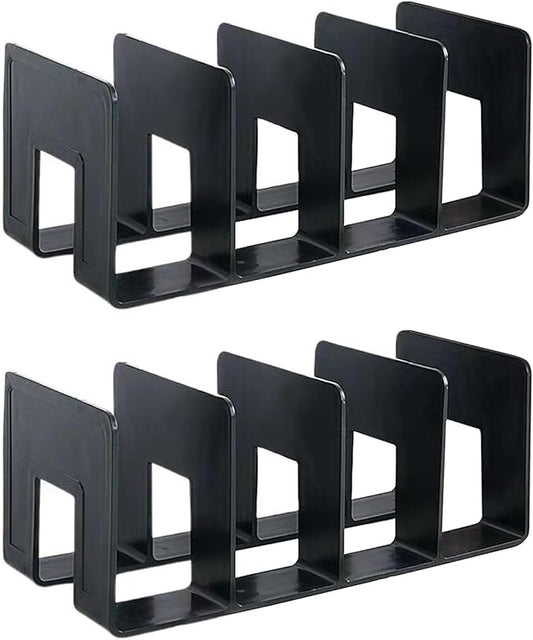 2PCS Acrylic File Organizer for Desk, Desktop Document/Mail Organizer, 4 Compartments Plastics Invisible Bookshelf Floating (12.5" x 5.7" x 5", Black)