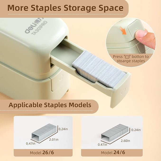 deli Stapler, Desktop Staplers with Integrated Staple Remover, 45 Sheet Capacity Office Stapler, 2 Pack, Green