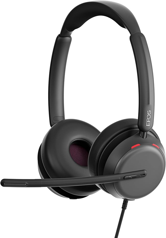 EPOS IMPACT 860 ANC Double-Sided Wired Headset with Active Noise Cancellation, USB C and USB A, Super Wideband, Lightweight, Comfortable Fit, Microsoft Teams & Zoom Compatible for Office & Remote Work