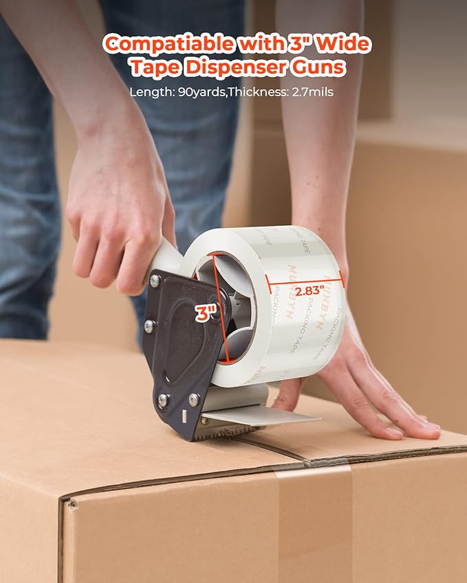 MUNBYN Tape, Heavy Duty Shipping Packing Clear Tape Refill for Dispenser with Total 540 Yards, 2.7mil, 2.83inch *90 Yard(Per Rolls) Great for Shipping Packing Moving Mailing Office Storage