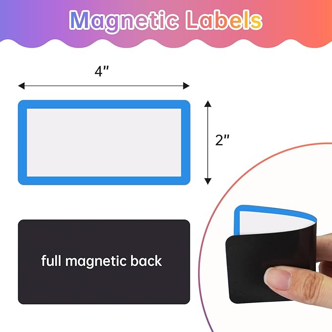 Dry Erase Magnets Set - 24 Pack - 4x2 in Whiteboard Magnetic Notes Planning Pads Labels - Small White Board Magnet Strips Name Tags for Home, Office and Classroom