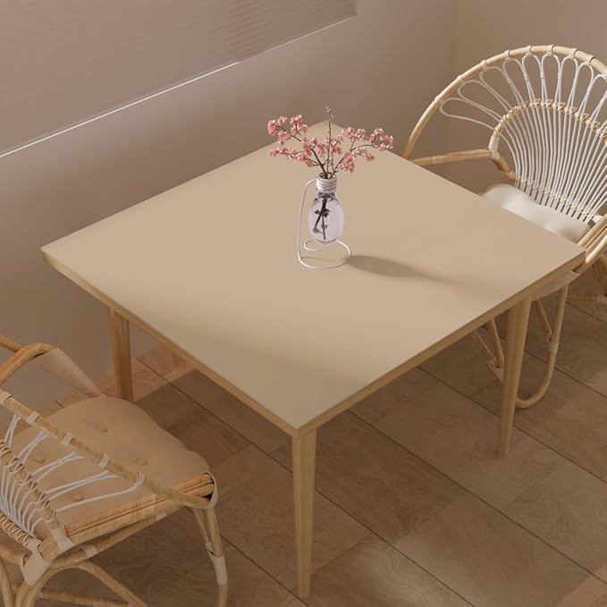 Table Pad - Used for Square Table Waterproof and Easy to Clean Good Flatness Easy to Used for Dining Table(Light Brown+Gray 46x46)