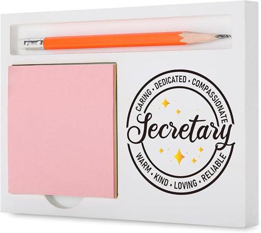 Secretary Gifts for Women Inspirational Desk Organizer with Caring Reliable Quote for Appreciation, Administrative Professionals Day, Retirement or Farewell Desk White Note Pad Holder XBCT10