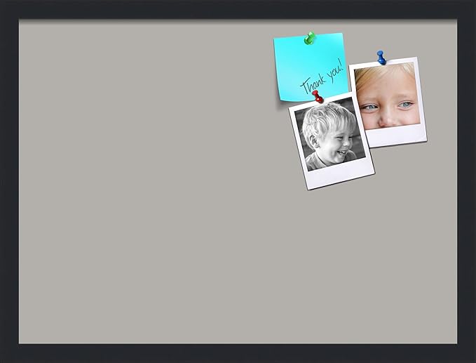 PinPix 23x17 Inch Cork Bulletin Board. This Decorative Framed Pin Board Comes with Dark Stone Design and a Satin Black Frame. Ideal for Home Office Decor or Message Board (PinPix-1808)